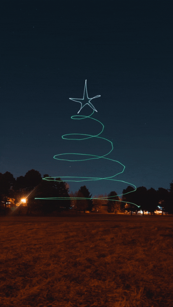 3d rotating christmas tree drone light painting
