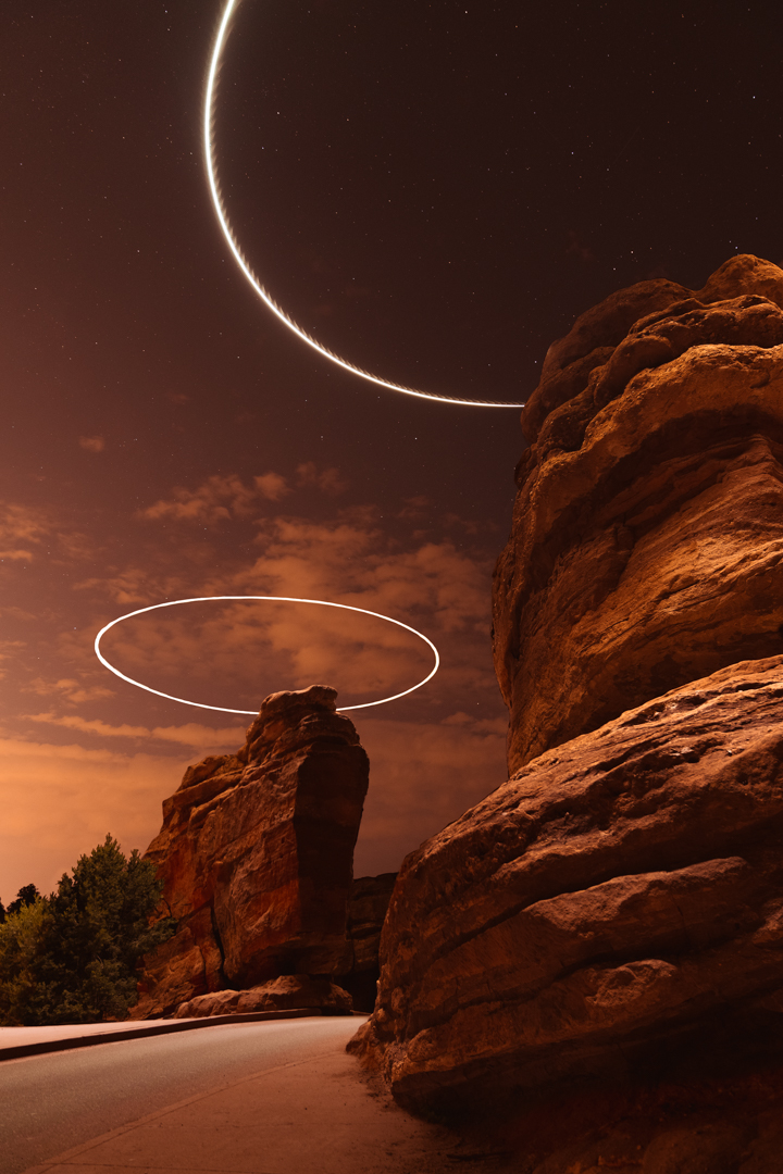 Balance Steamboat Garden of the Gods drone light painting